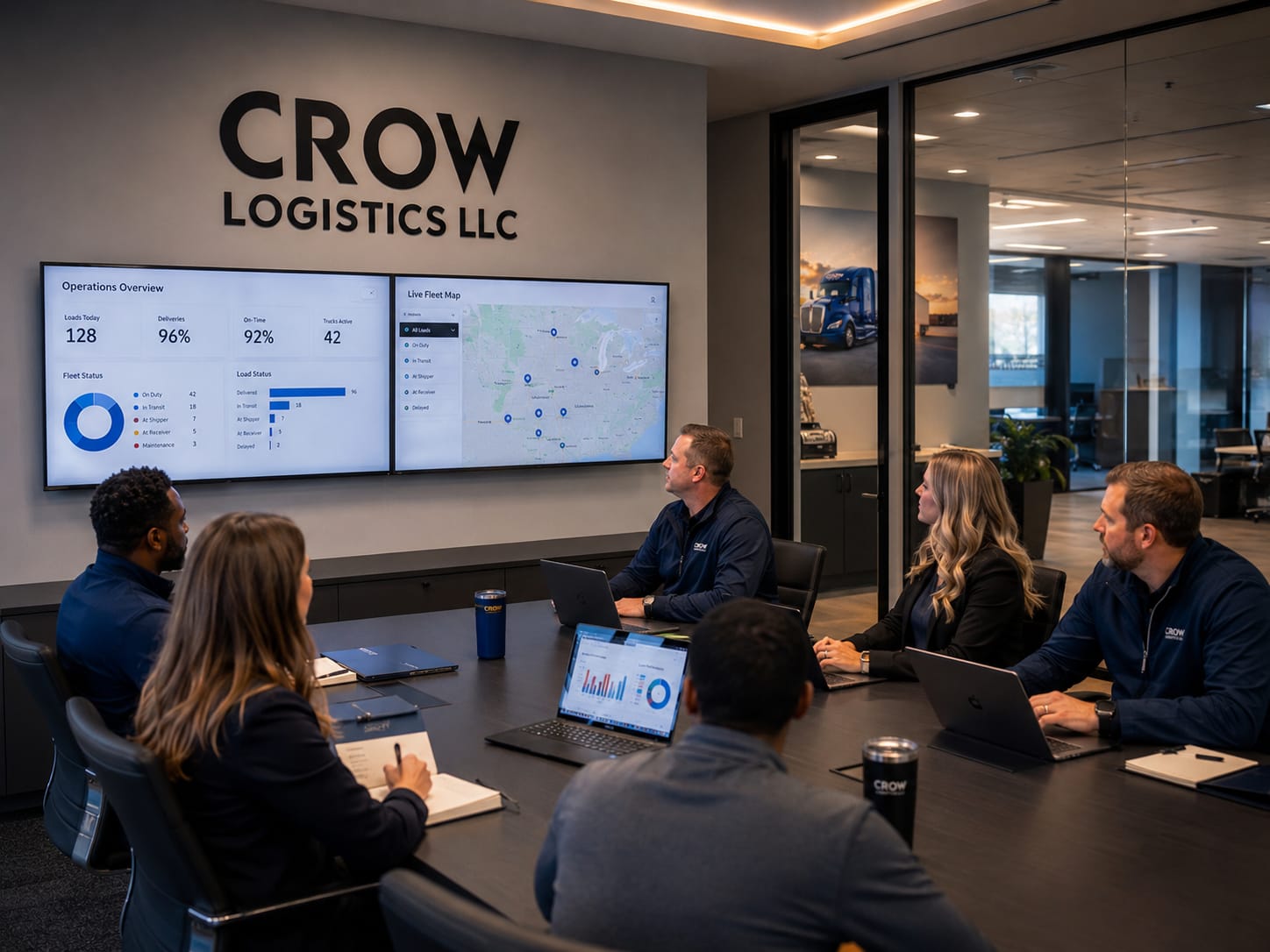 Crow Logistics operations dashboard · live fleet visibility